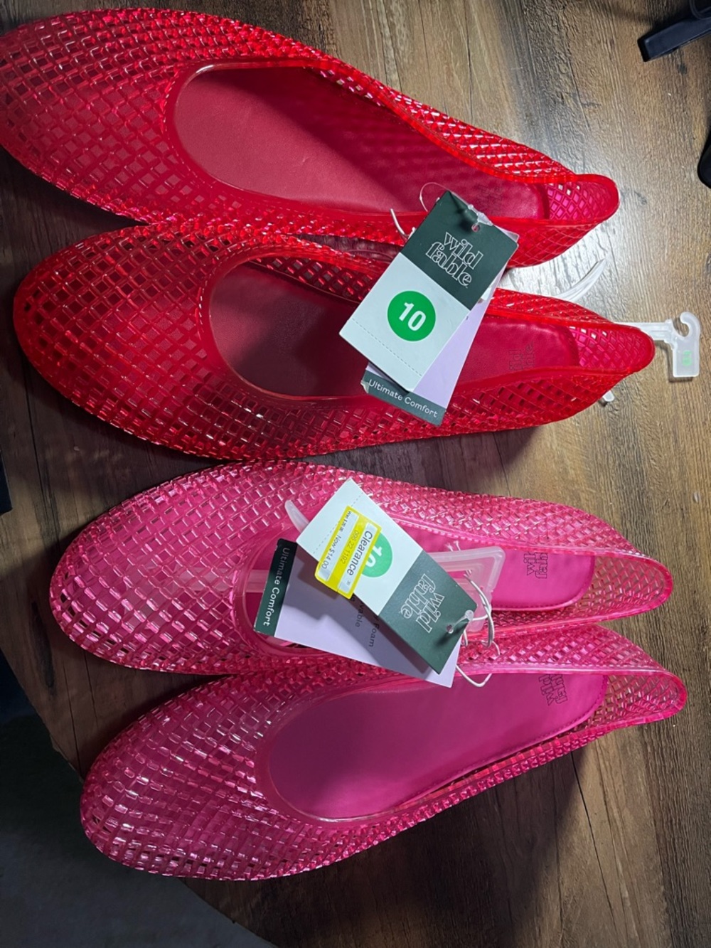 Wild Fable Women's Jelly Flats in Red  and Pink Size 10. Both Pair - Picture 2 of 2